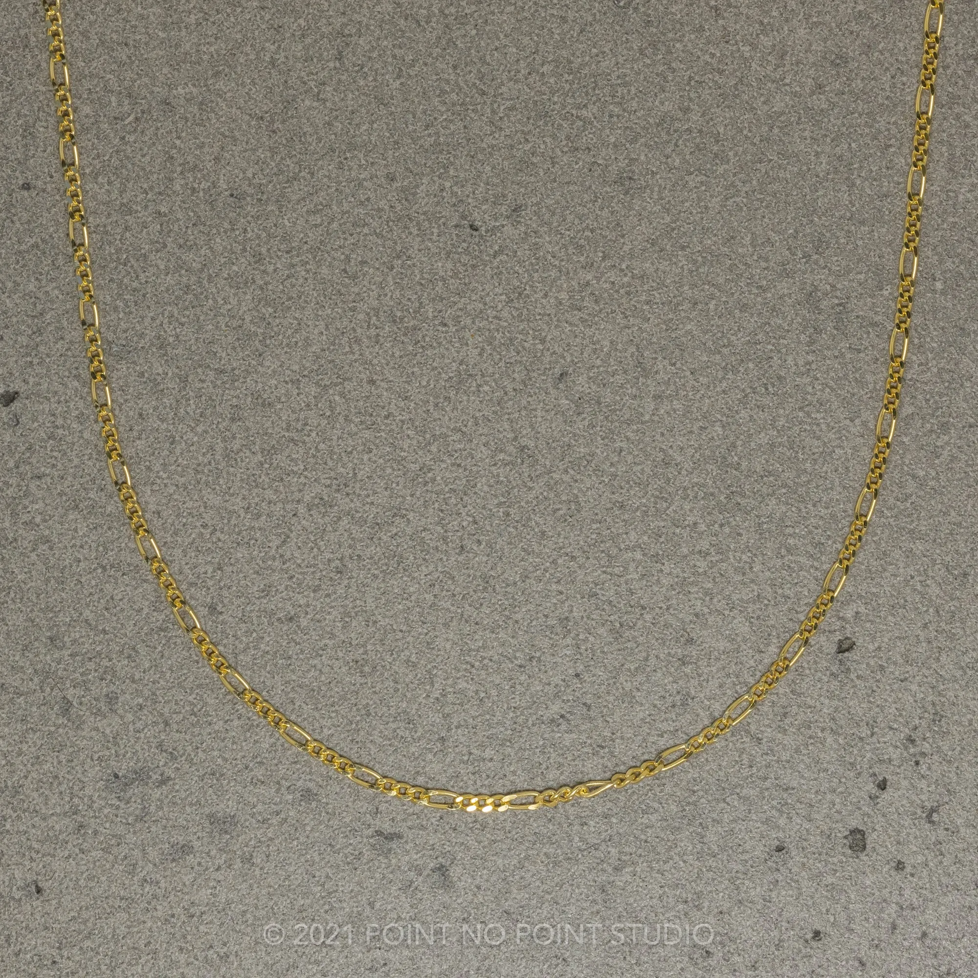 1.28mm Concave Figaro, 18" Chain Necklace, 14k yellow gold