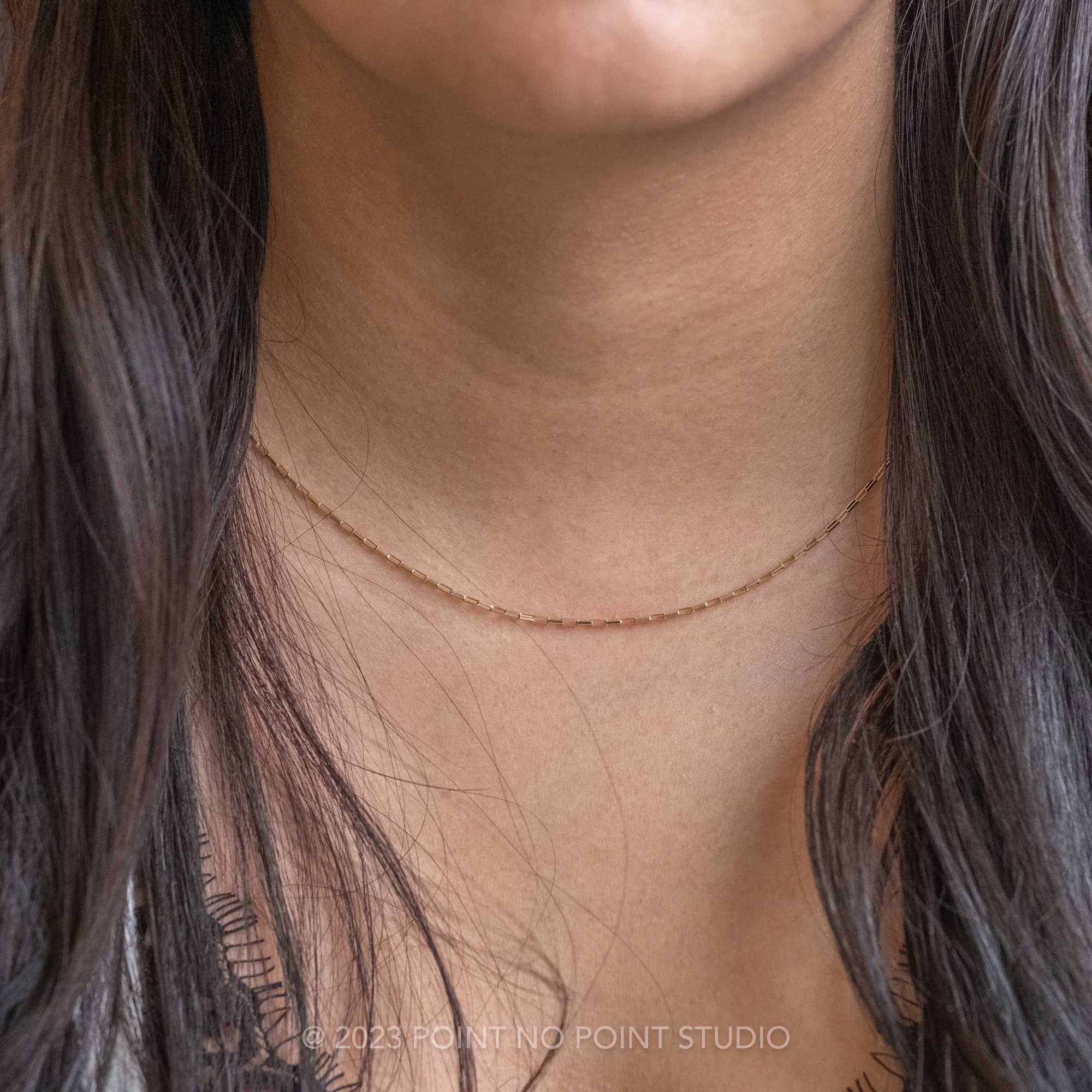 1.2mm Elongated Box, 18" Chain Necklace, 14k Yellow Gold