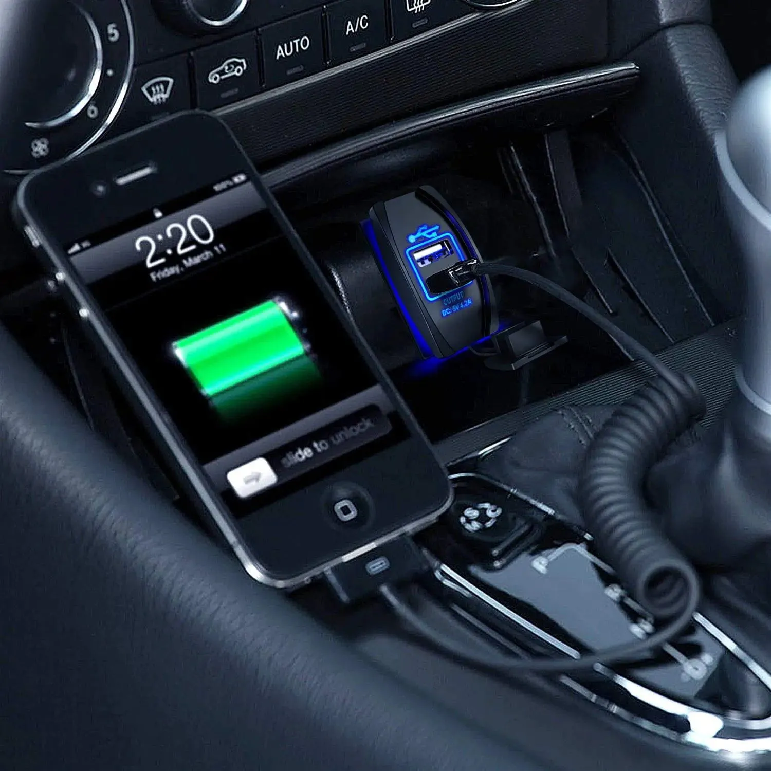 5V 4.2A Rocker Switch Style Dual USB Charger