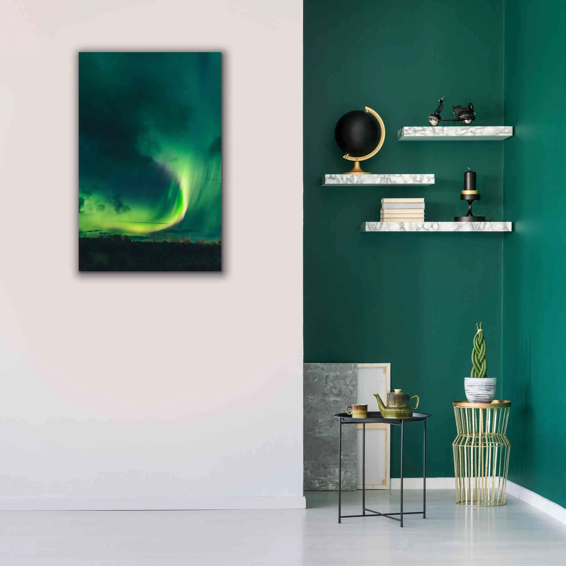 'Amazing Northern Lights Green' by Epic Portfolio, Giclee Canvas Wall Art