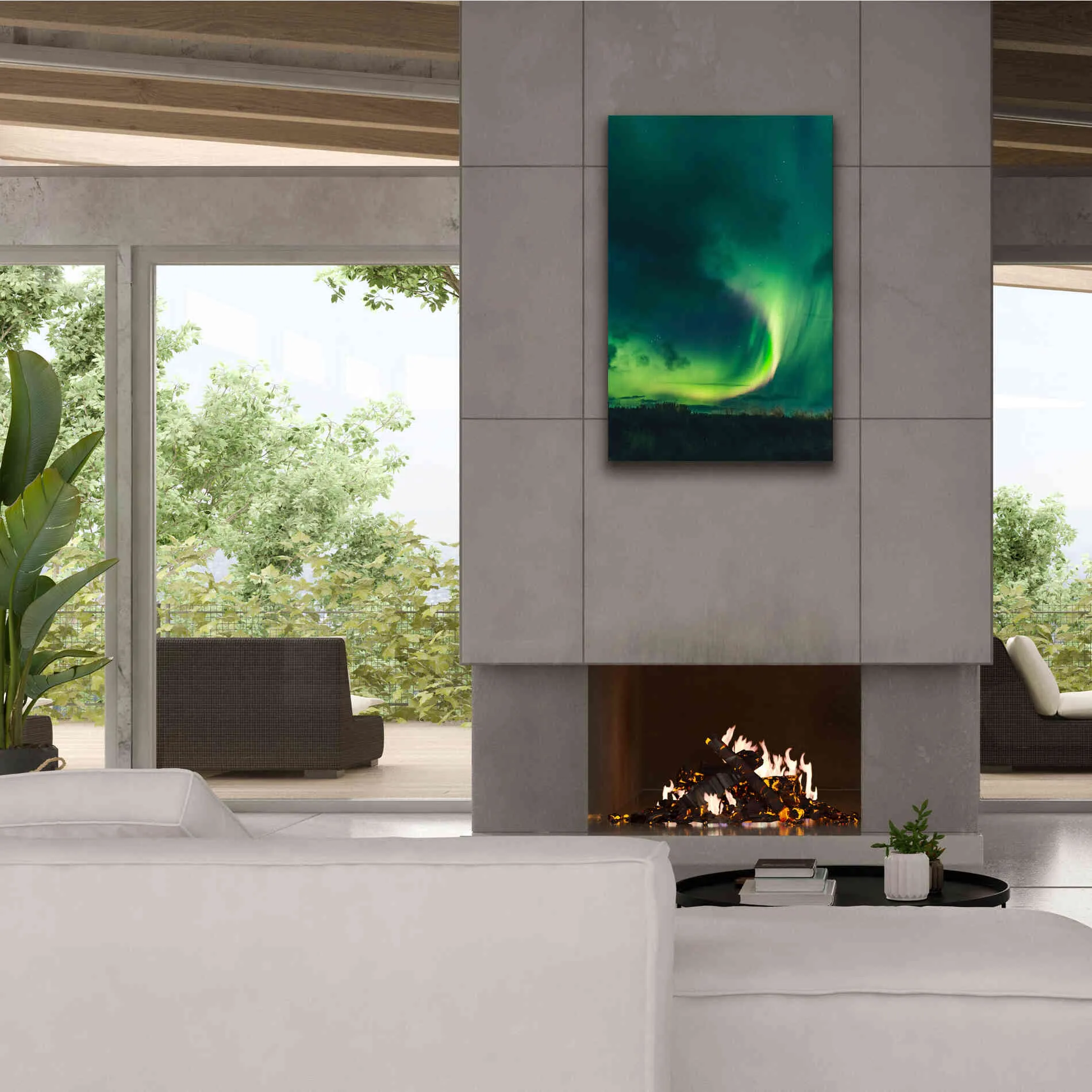 'Amazing Northern Lights Green' by Epic Portfolio, Giclee Canvas Wall Art