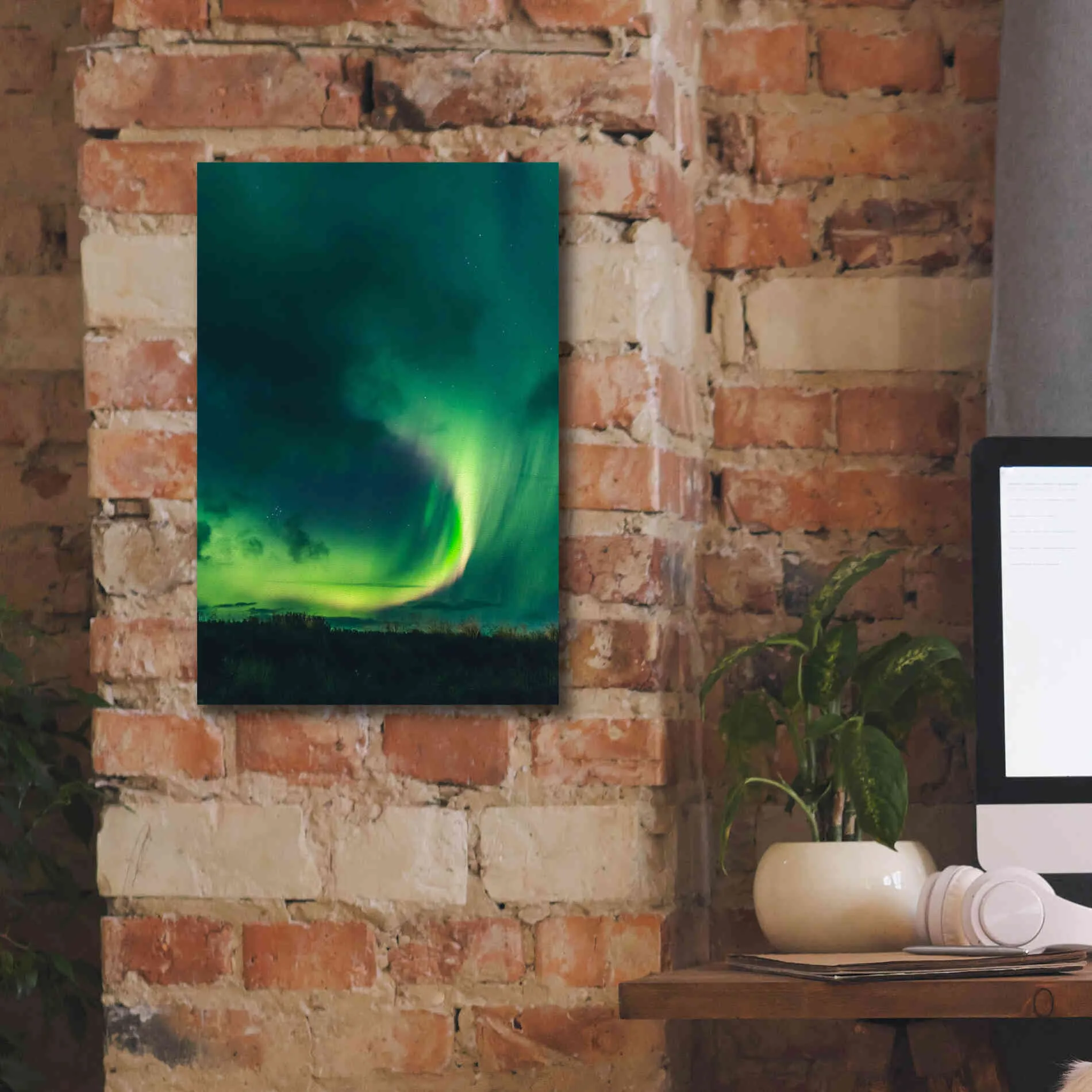 'Amazing Northern Lights Green' by Epic Portfolio, Giclee Canvas Wall Art