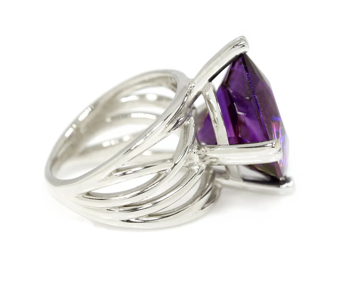 Amethyst Statement Wide Weave Ring