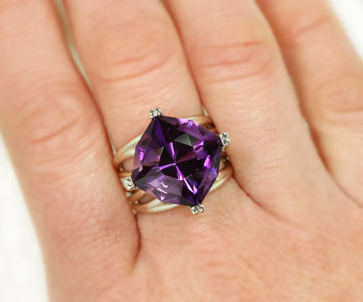 Amethyst Statement Wide Weave Ring