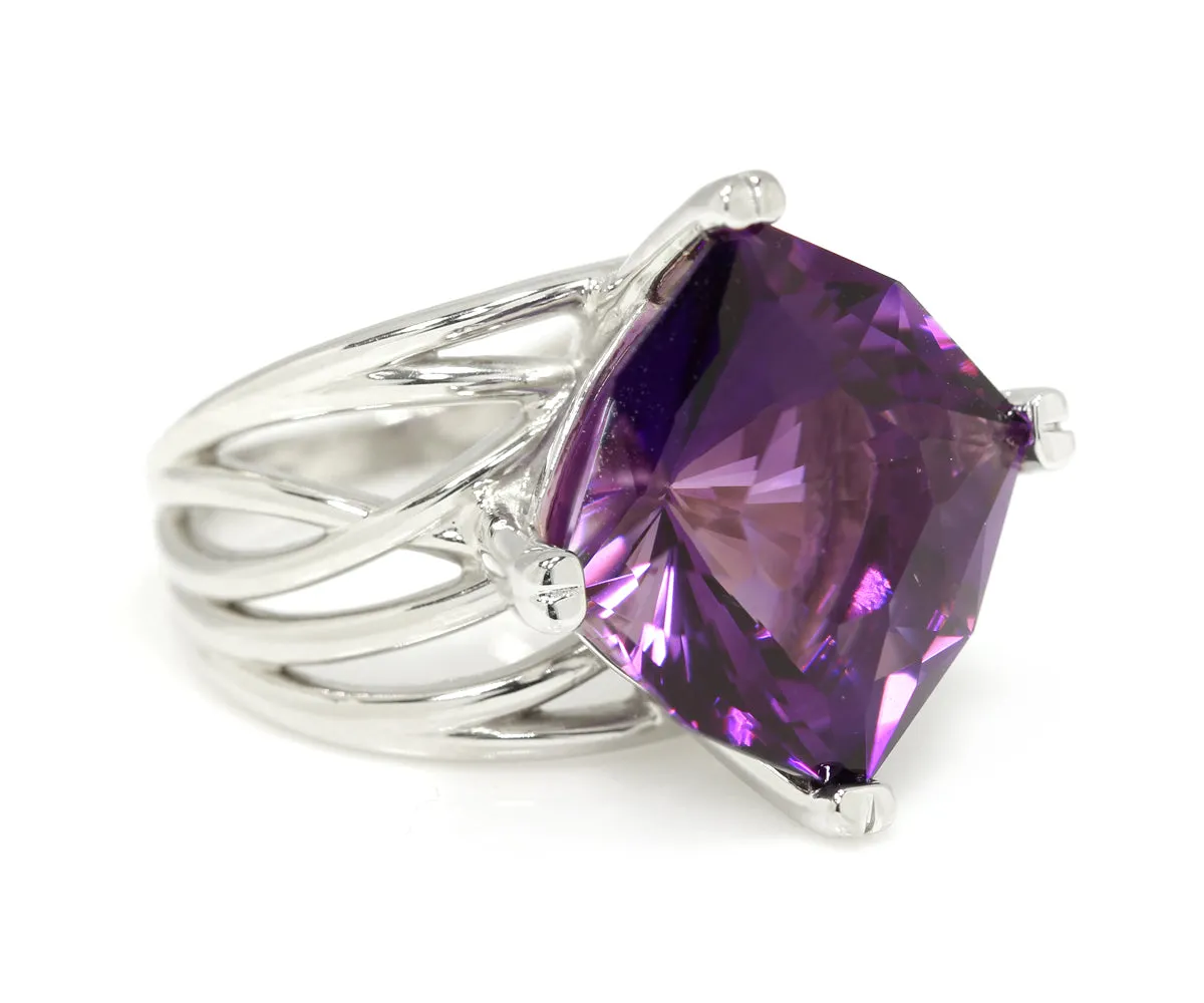 Amethyst Statement Wide Weave Ring