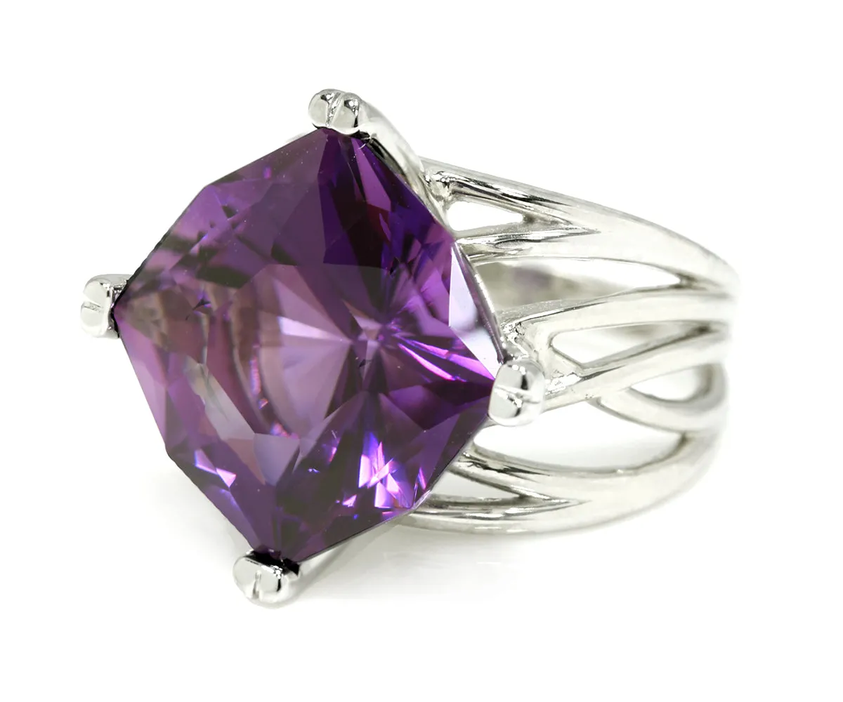 Amethyst Statement Wide Weave Ring