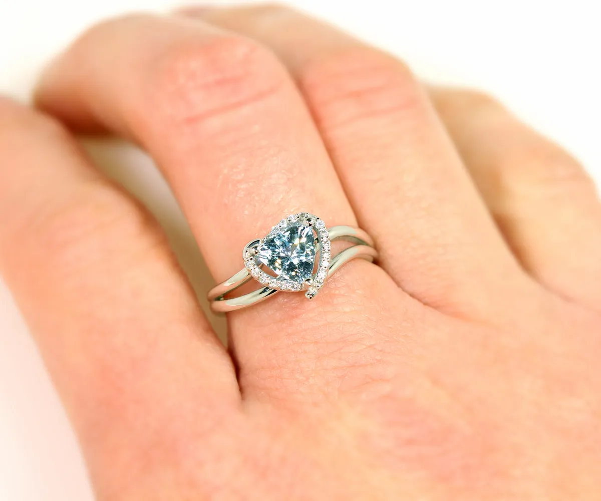 Aquamarine Swirl Halo Custom Diamond Ring