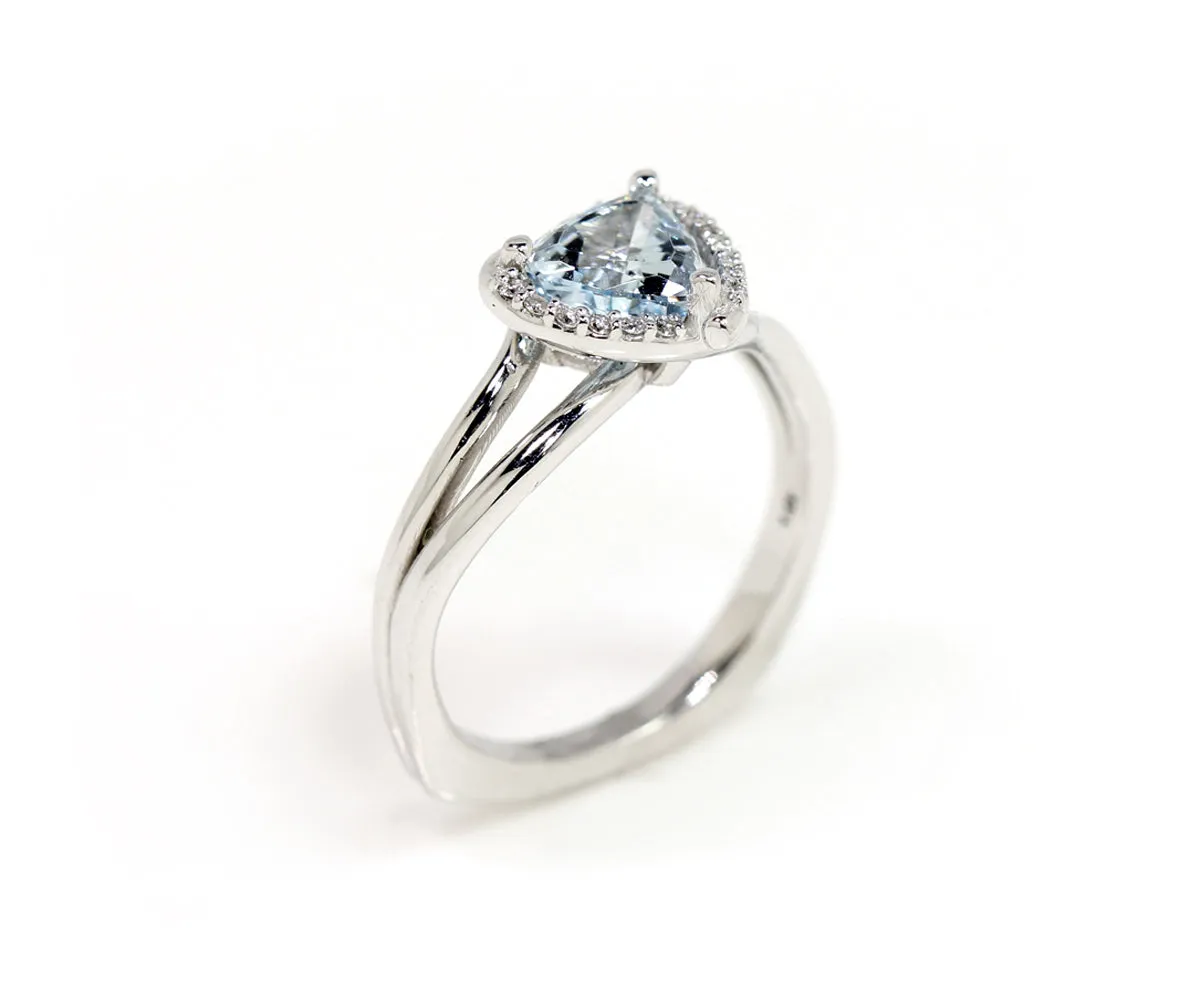 Aquamarine Swirl Halo Custom Diamond Ring