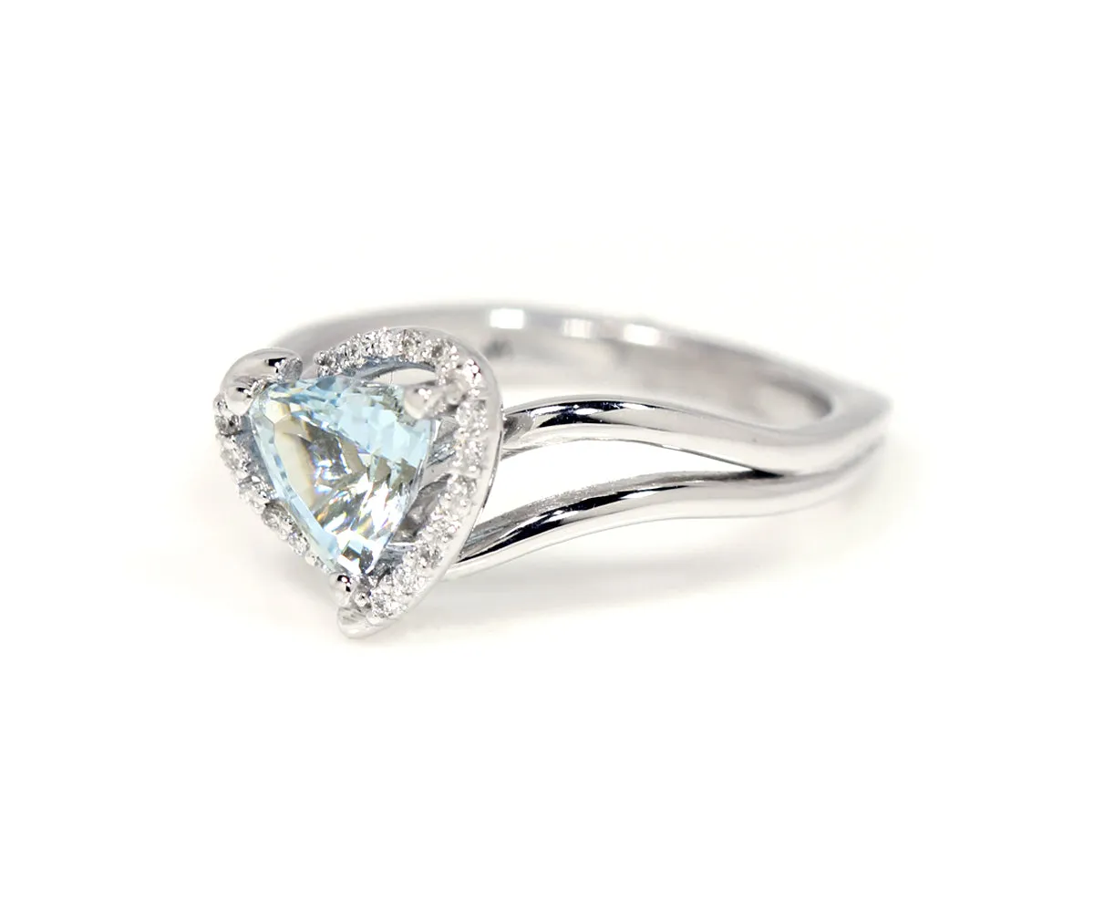 Aquamarine Swirl Halo Custom Diamond Ring