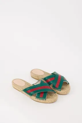 Beige & Multi Signature Web Espadrille Slide