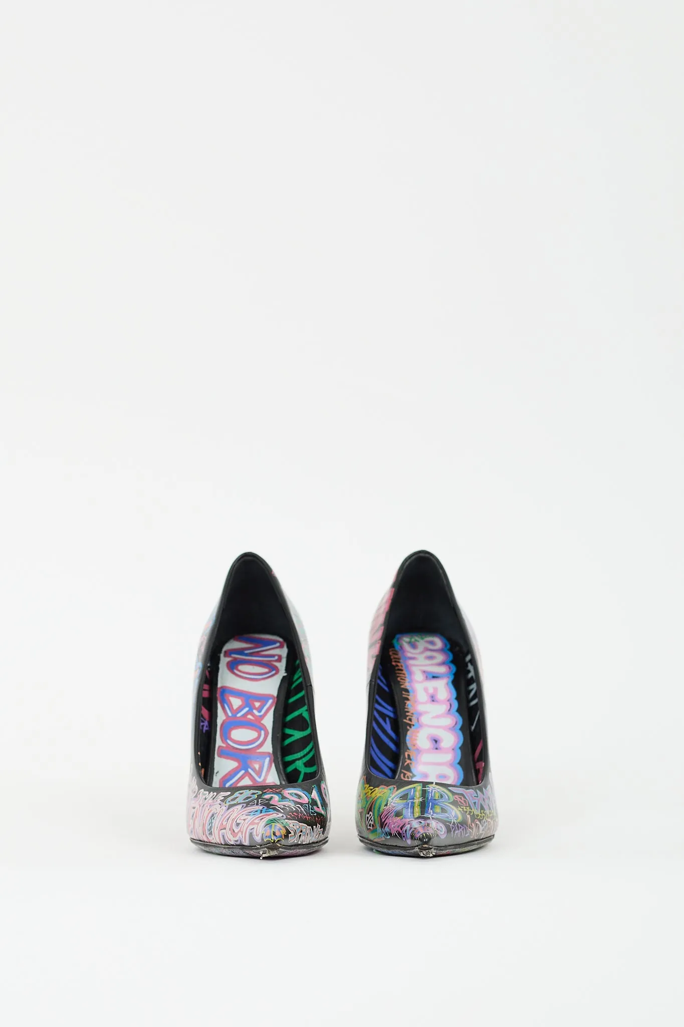 Black & Multicolour Graffiti Pointed Toe Pump