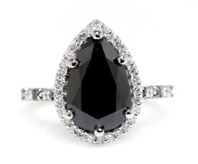 Black and White Diamond Halo Engagement Ring