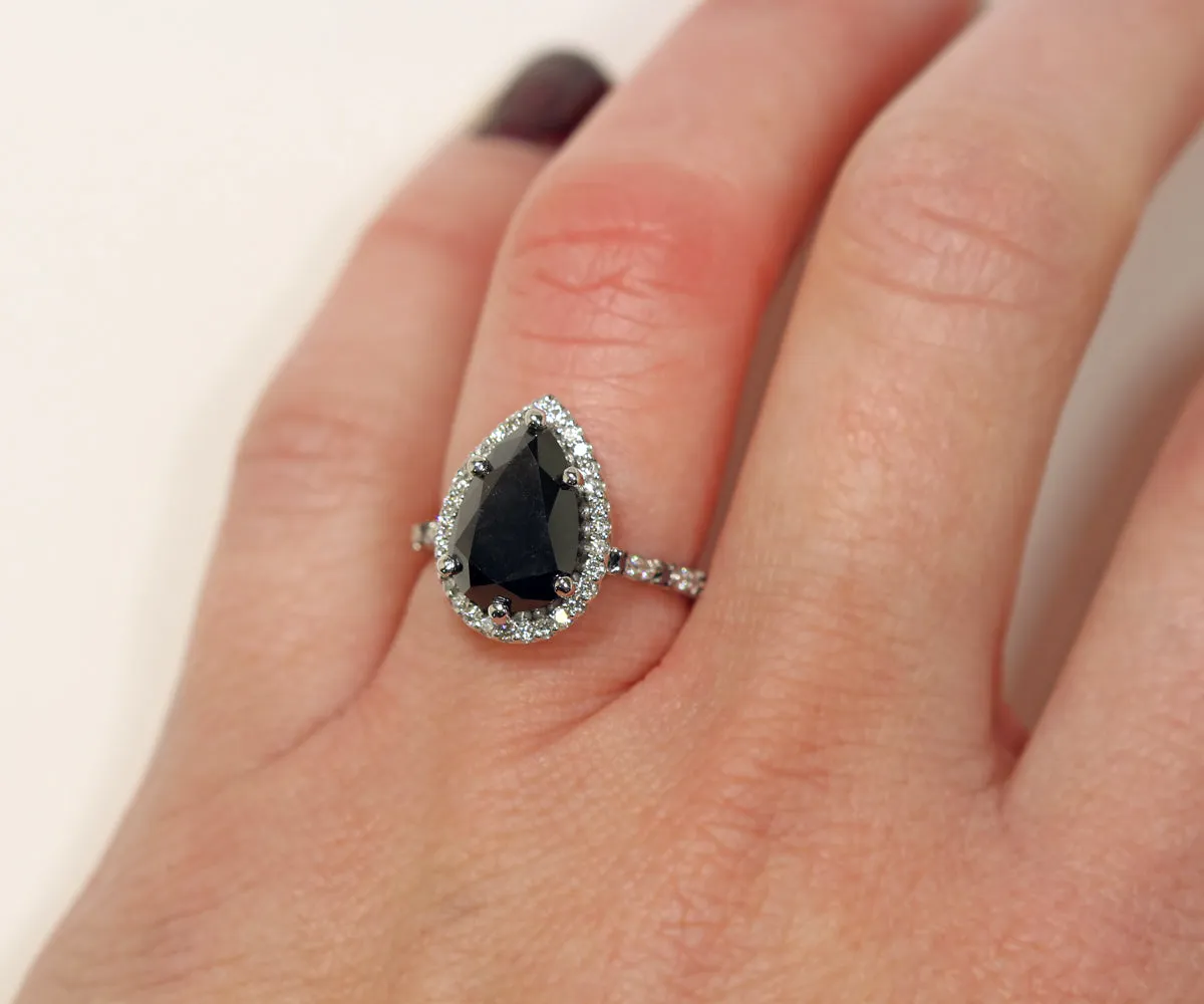 Black and White Diamond Halo Engagement Ring