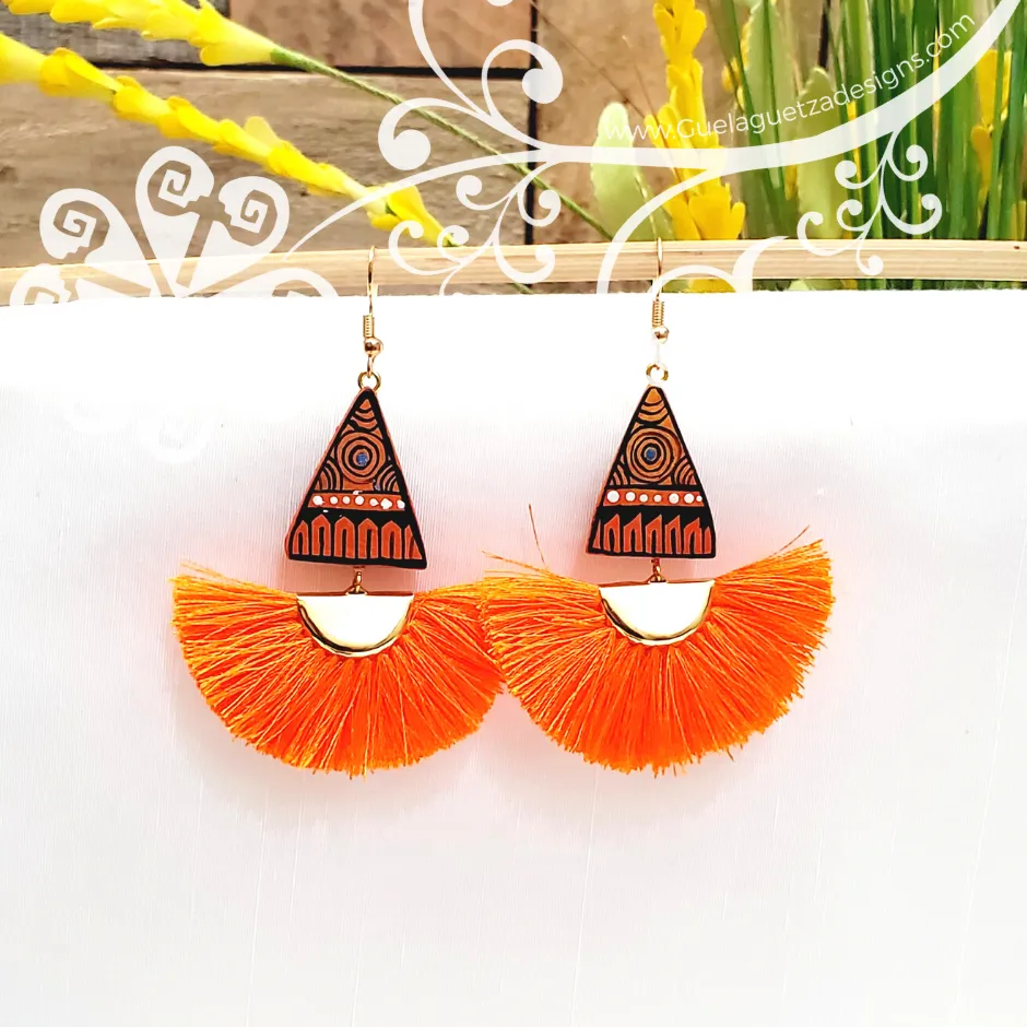 Fine Hand Painted Earrings - Triangule