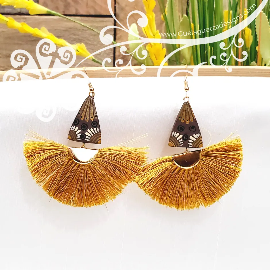 Fine Hand Painted Earrings - Triangule