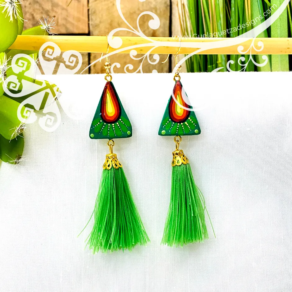 Fine Hand Painted Earrings - Triangule