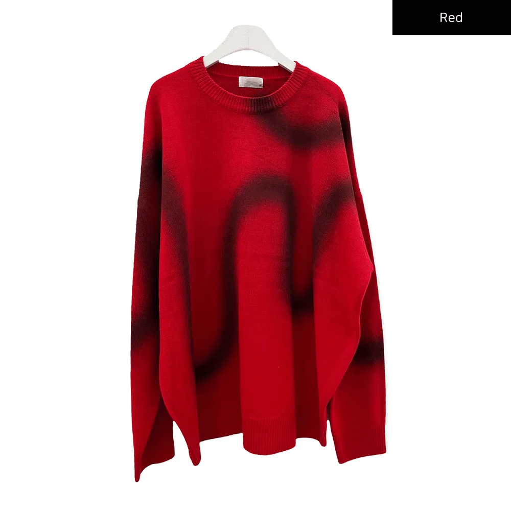 Graffiti Print Knit Pullover