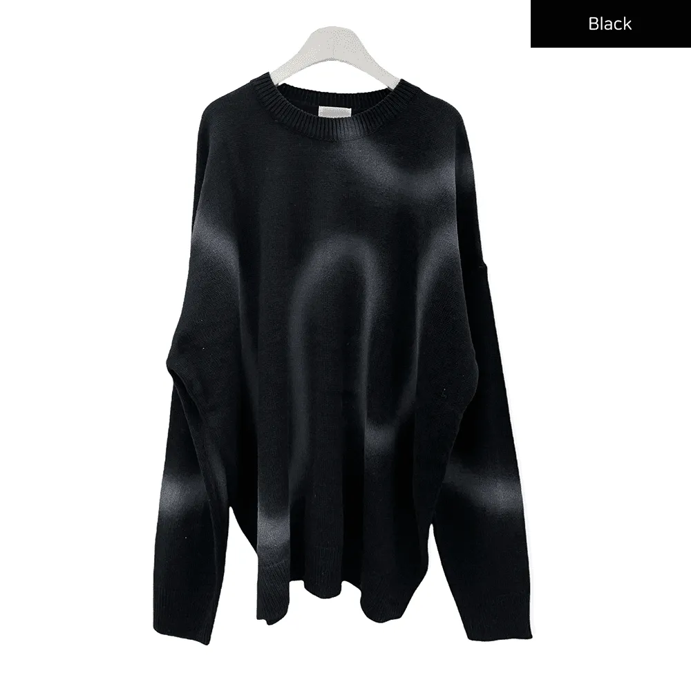 Graffiti Print Knit Pullover