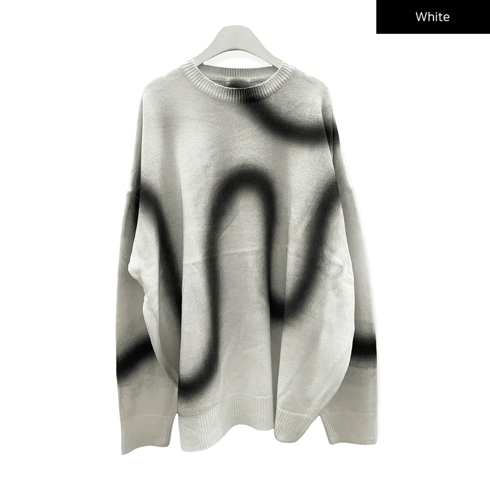 Graffiti Print Knit Pullover