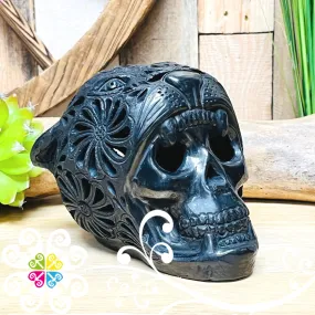 Large Jaguar Skull  - Black Clay Oaxaca