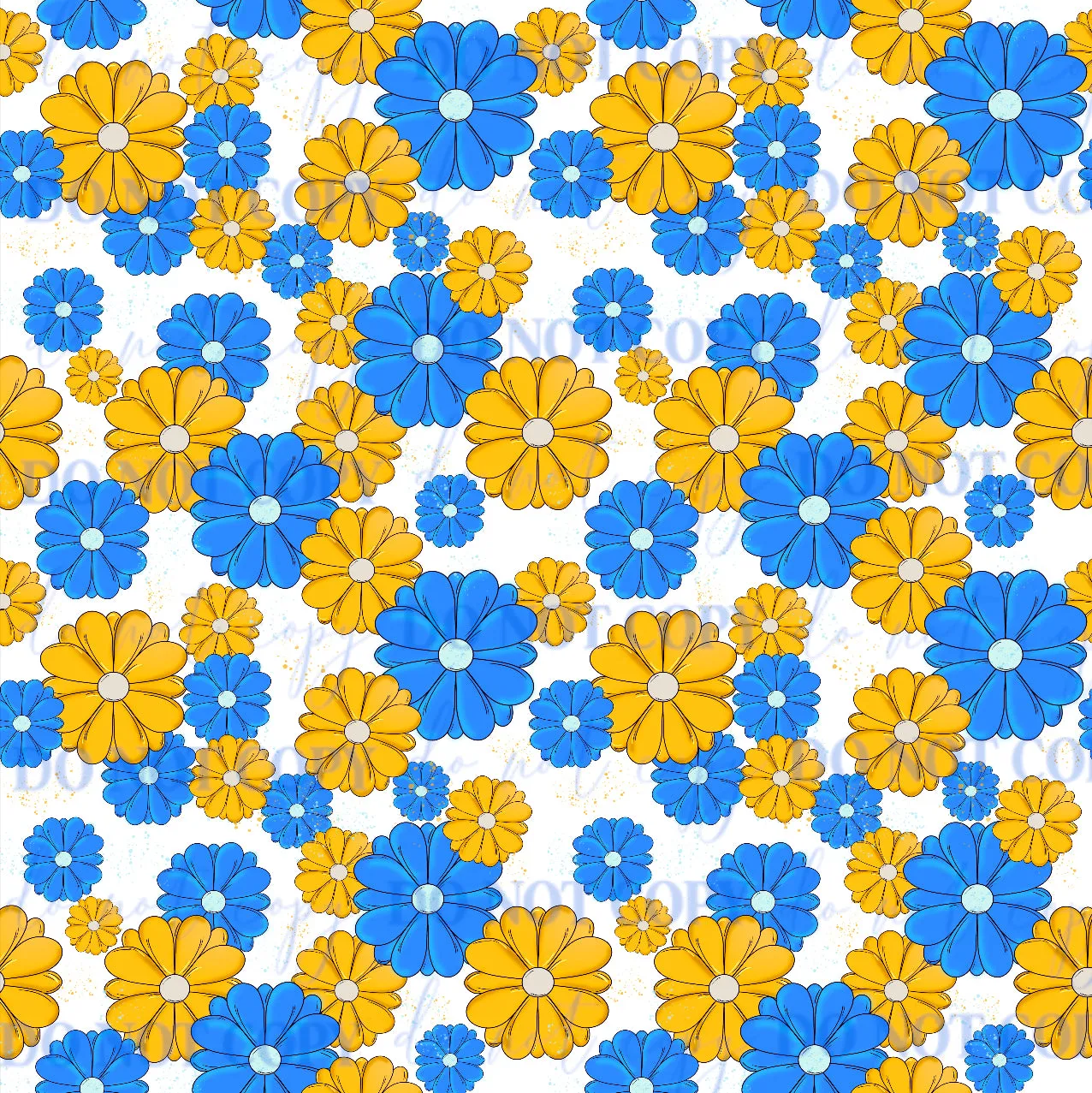 PV128 yellow and blue flowers vinyl sheet